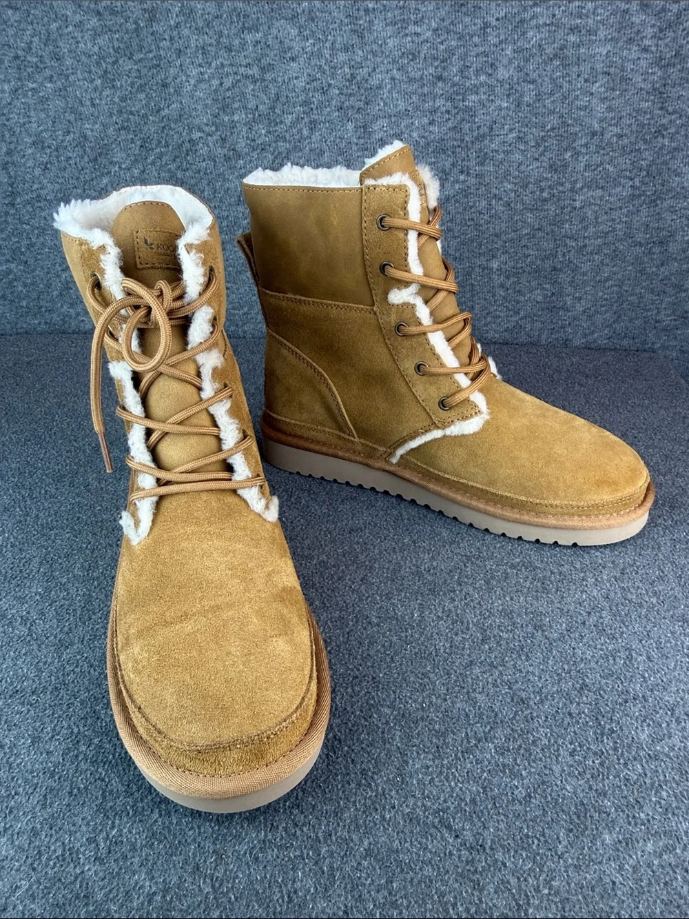 UGG Koolaburra Chestnut‎ Suede Lace-Up Shearling-Trim Boots Size 8 -Brand New